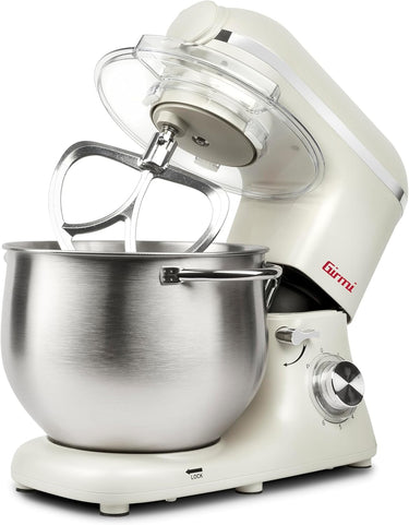 Girmi IM50 Amasadora planetaria, 2200 W Max, 8 litros, 6 velocidades, Pulse, recipiente inoxidable con asa, dispositivo de seguridad, accesorios incluidos, crema